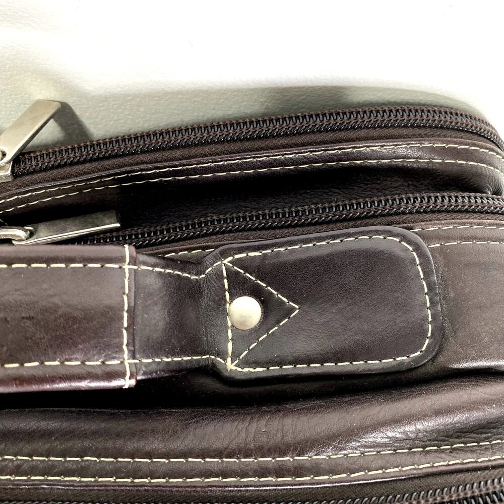 Maroon Leather Laptop Bag Vintage Latico Briefcase Travel File Organize Business - Picture 2 of 12